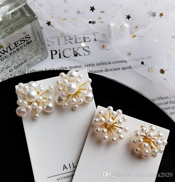 

fashion personality temperament sweet size pearl earrings female seaside holiday wind wave simian earrings, Gray