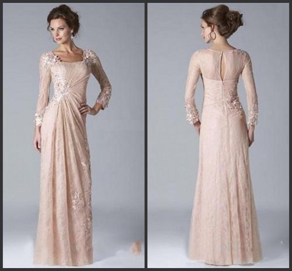 

2019 новое винтажное шампанское платья для матери невесты квадратное декольте с длинными рукавами и кружевными шифоновыми вечерними платьями, Black;red