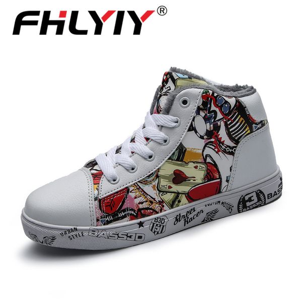 

fhlyiy 36-46 winter men's snow boots outdoor warm plush pu leather ankle shoes non-slip sneakers female booties chaussure, Black