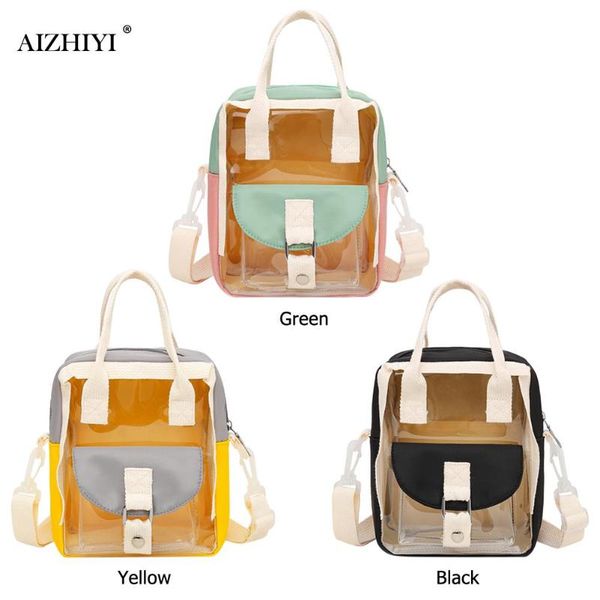 

female handle bag student girls fashion women pvc hit color bagpack hit color transparent casual backpack travel holiday