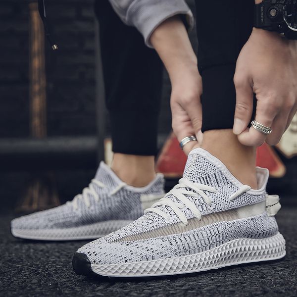 

kanye west static desinger shoes male 4d knitting runner sports mens all black grey breathable mesh sneakers size 10