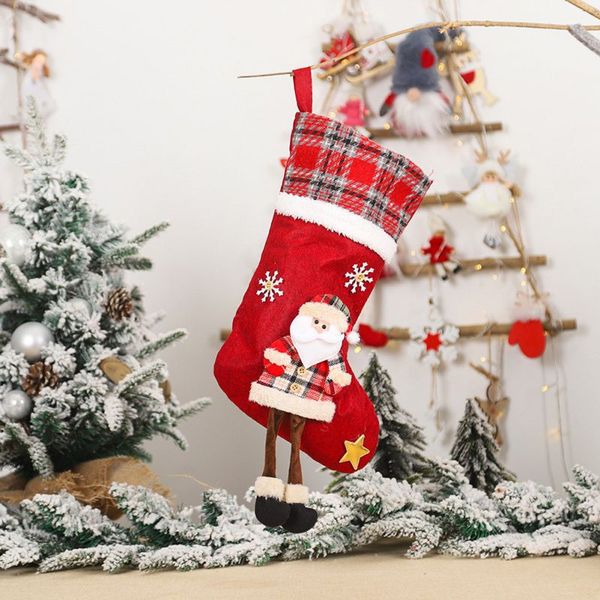 

3d doll decor christmas stockings candy socks gift holder bag with hanging loops xmas tree fireplace seasonal decorations