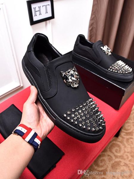 

personality and fashion famous luxury designer sneakers lace-up shoes with genuine leather casual designer ht19012803, Black