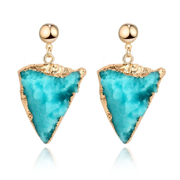 

unique female resin stone triangle dangle druzy earings for women jewelry handmade drusy drop earing eardrop pink earrings e153, Silver