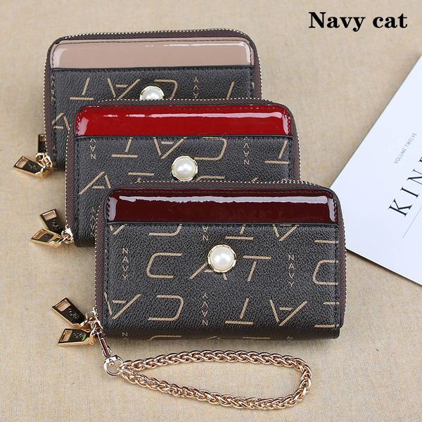 

оптовая бренд navy cat высокого качества женщины бумажники и кошельки мода короткого пункт zipper дама кошелек роскошные сумки для женщин, Red;black