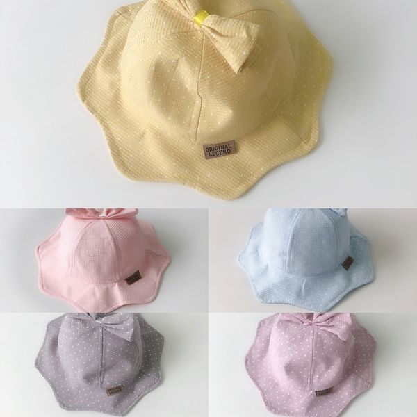 

girls basin fisherman cap baby cap baby season 1-4 years old thin bow children fisherman hat leisure sun hat 3, Yellow
