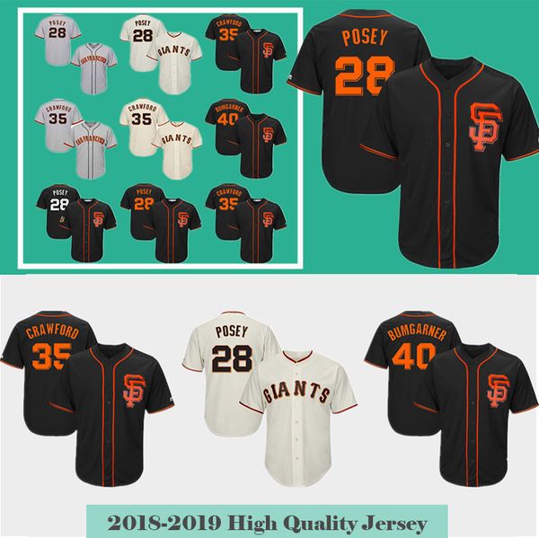 

40 Madison Bumgarner Giants #28 35 Brandon Crawford Men's San Francisco jersey Baseball Jerseys Stitched Cheap Sale