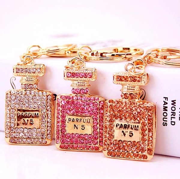 

europe and the united states creative fashion rhinestone car ornaments key chain perfume bottle key chain handbags pendant jewelry, Slivery;golden