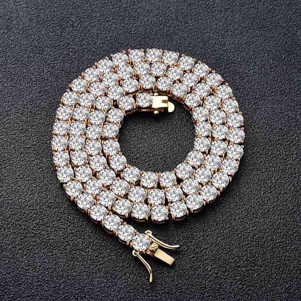 

5 мм медь микро-инкрустированные циркон однорядные цепи хип-хоп / рок стиль 18/20/22/24 футов золото / серебро для партии юбилей, Silver