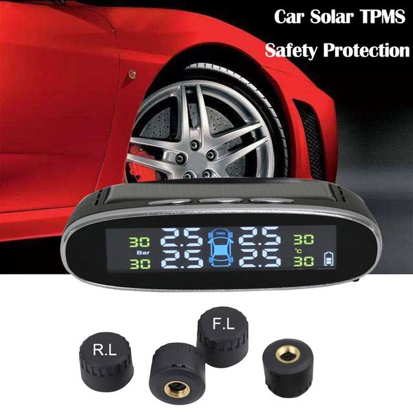 

tire tyre pressure monitoring system set with 4 external sensor car solar tpms solar power digital lcd display car accessories