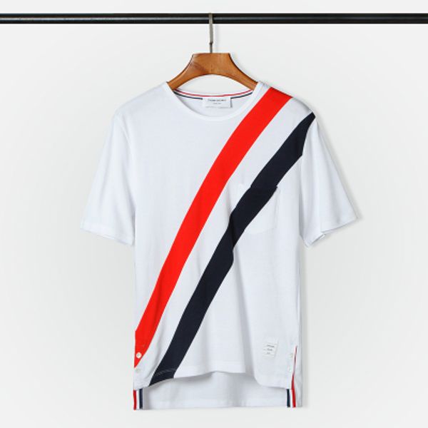 

2017 summer brand tb t shirt men skateboards o-neck short-sleeved hip hop striped t-shirt women casual undershirt tees thom brown, White;black