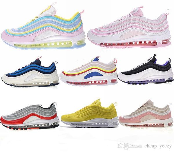 

2019 new running sports sneakers 97s designer for women white rose pink violet fashion popular outdoor walking shoes