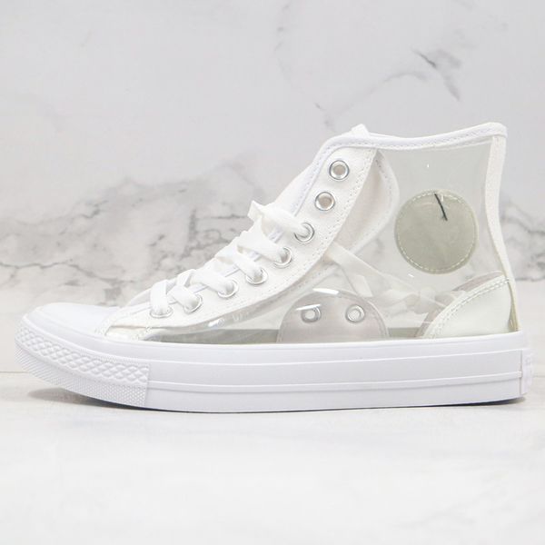 

2020 new canvas shoes translucent tpu transparent material jelly rainbow bottom lightclearmaterial hi19ss white pink women skateboard shoes