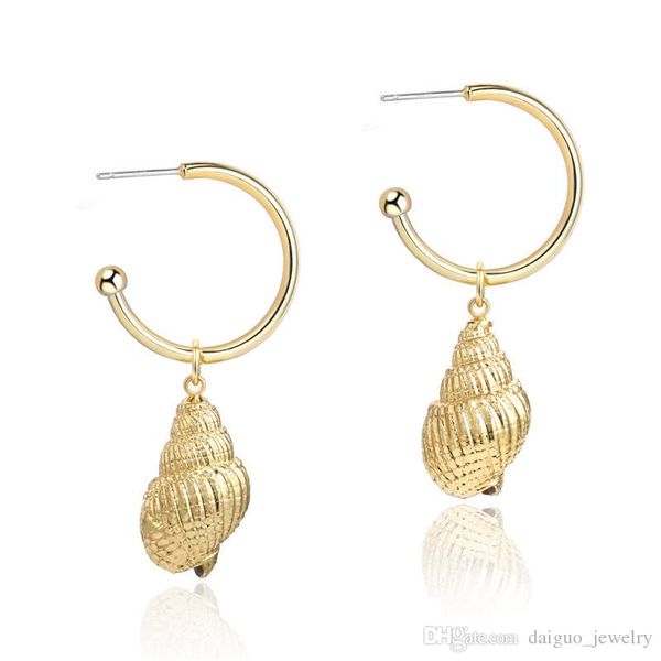 

vintager women vacation style s925 silver pin gold small conch earrings for sale