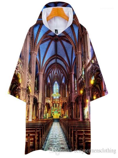 

sleeve hoodies women 3d printed o-neck fashion tshirt male causal clothes notre dame de paris mens short, Black