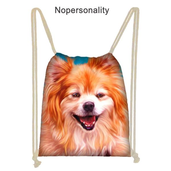 

nopersonality love pomeranian print drawstring bag shoulder school bookbags for women cute kids travel storage bag softbacks