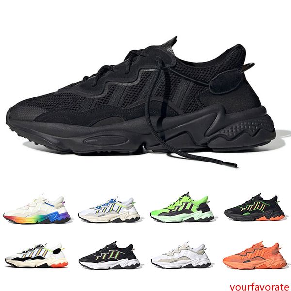 

triple black 3m reflective xeno ozweego for men women casual shoes neon green solar yellow core black trainer sports sneakers size 36-45