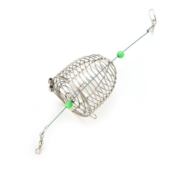 

2019 2 pcs stainless steel wire fishing lure cage bait cage basket feeder holderfishing lure fishing accessories