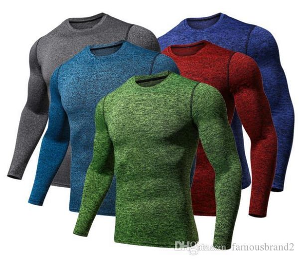 

mens сжатие tshirts весна осень новый slim fit quick dry fitness tops