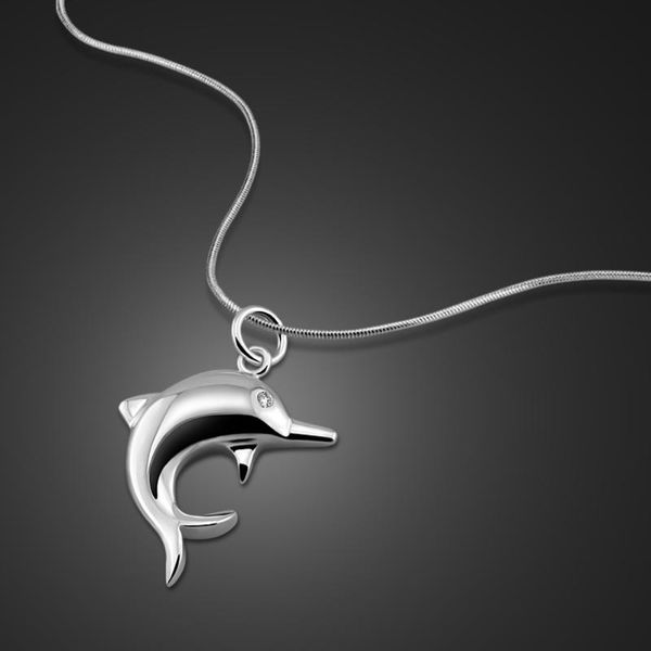

simple 925 sterling silver necklace for women cute original silver dolphin necklace pendant short party jewelry gift