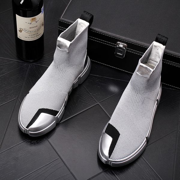 

mens fashion socks shoes sneakers male high shoes casual walking shoe footwear autumn 2020 gold silver shoe, Black