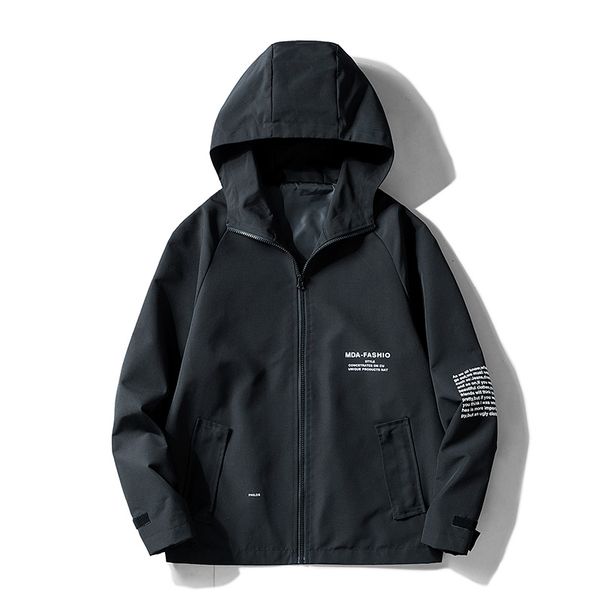 

new hooded jackets men solid coats casual zipper jackets+cap men's baseball jacket coat spring autumn windbreakers streetwear, Black;brown