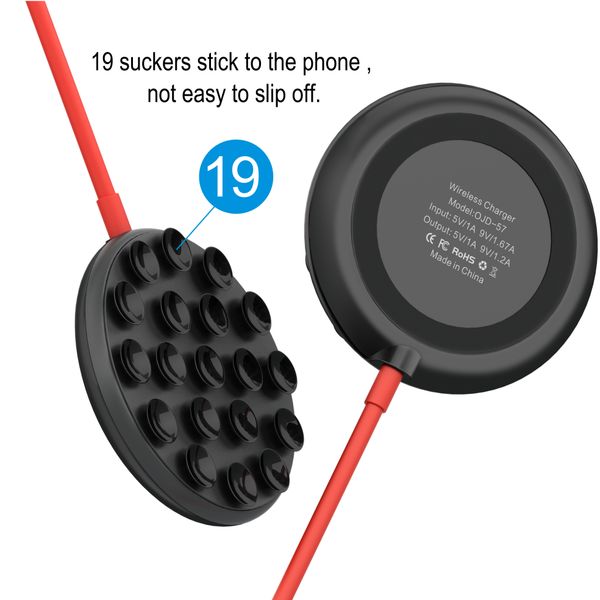 

stick style wireless charger 10w qi quick charge with 19pcs sucking disc phone charger for smart phone