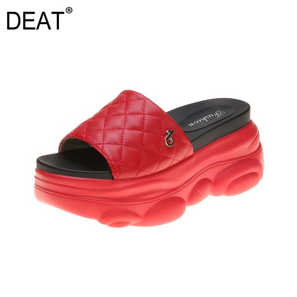 

deat] 2020 new spring summer round toe shallow plaid outdoor thick bottom platform slippers women shoes fashion tide 10h372, Black