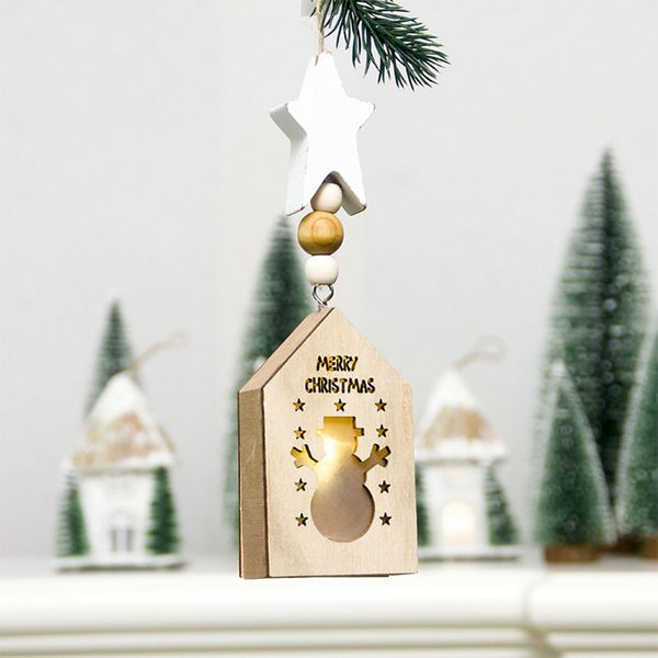 

christmas tree pendant luminous led light wooden party 3d creative
