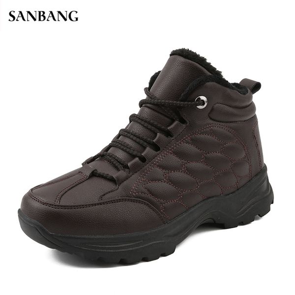 

outdoor leather waterproof hiking shoes boots with fur warm winter shoes men desert combat boots safety hiking sneakers 4