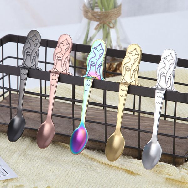 

coffee spoon cute mermaid spoon handle cutlery coffee drinking tool suitable for kitchen bar restaurant l0422