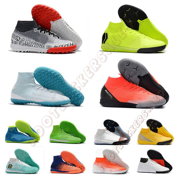

Mercurial Superfly 2019 New Men Soccer Cleats Shoes CR7 Elite IC TF indoor Football Boots Sneakers Black White Red Trainers Size 39-45