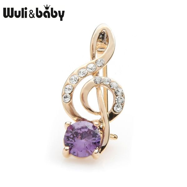 

wuli&baby small purple champagne rhinestone music note brooches collar pin gifts, Gray