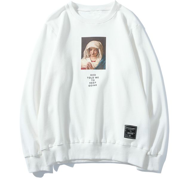 

2019 autumn fashion streetwear male hoodies hip hop streetwear mary praying hoodie casual pullovers japan style sweatshirts, Black