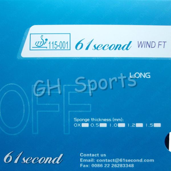 

61second wind ft off long pips-out table tennis pingpong rubber with sponge