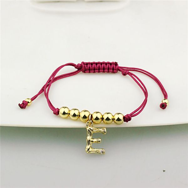

10pcs/lot adjustable cz letter charm bracelet,fashion cz letter jewelry bracelet, red rope bracelet, Golden;silver