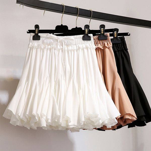 

женщины юбки плиссе юбка белый черный шифон лето шорты юбка женщины 2019 мода корейский высокой талией пачка плиссе вс школа юбка, Black
