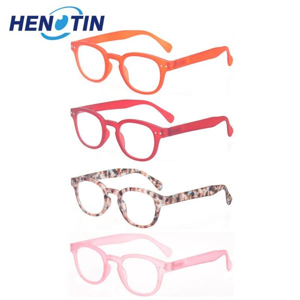 

reading glasses 4 pack fashion men and women reading glasses round frame four colors spring hinge design readers 2.0, White;black