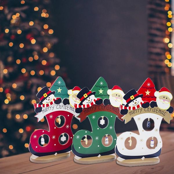 

home decoration accessories festive party supplies christmas deskdecoration wooden snow boots santa claus trinkets ornaments