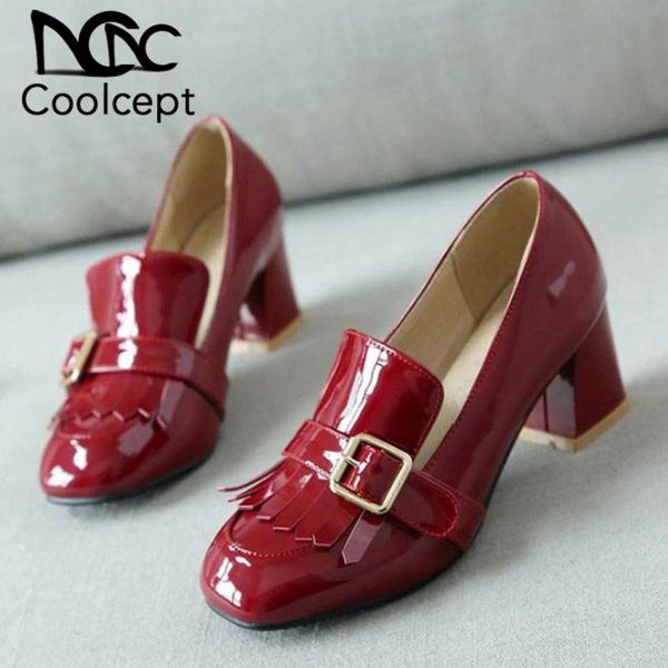 

coolcept plus size 32-46 women pumps party casual club shoes women buckle spring office work pumps footwear, Black