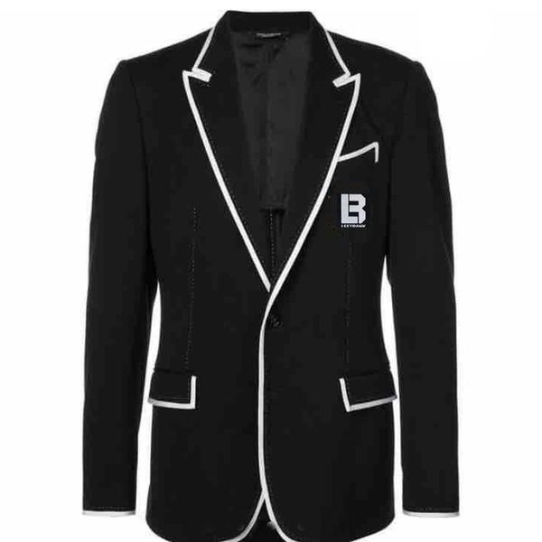 Maßgeschneiderte Herren-Hochzeits-Smokings, schmale Passform, schwarze Bräutigam-Kleidung, maßgeschneiderte hochwertige Blazer-Anzüge, nur eine Jacke