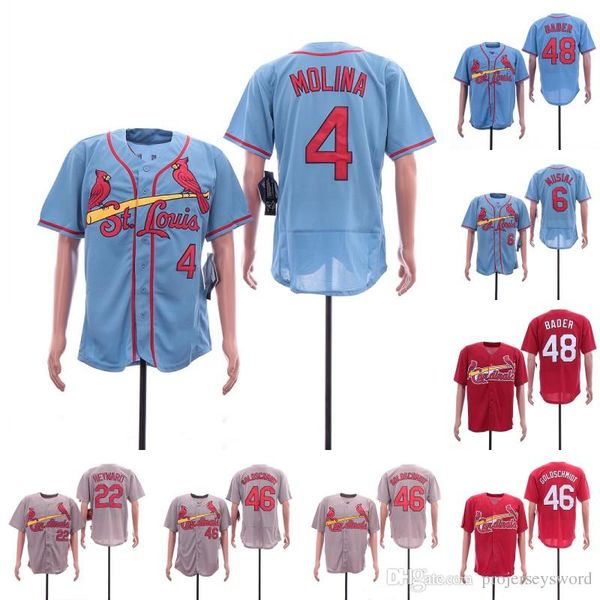 

Mens St. Louis Jersey 6 Stan Musial 22 Keith Hernandez 48 Harrison Bader 4 Yadier Molina 46 Paul Goldschmidt Cardinals Baseball Jerseys