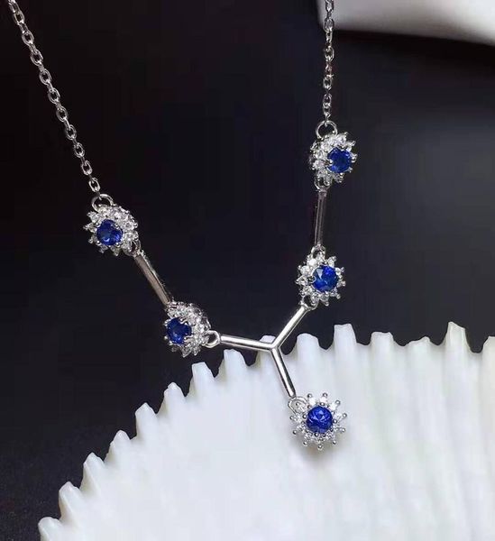 

natural sri lanka sapphire s925 elegant wedding party clavicle necklace, Silver