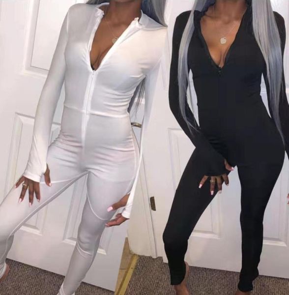 

women skinny jumpsuit zipper patchwork fitness bodysuit 2019 new female casual work out playsuit rompers w887, Gray