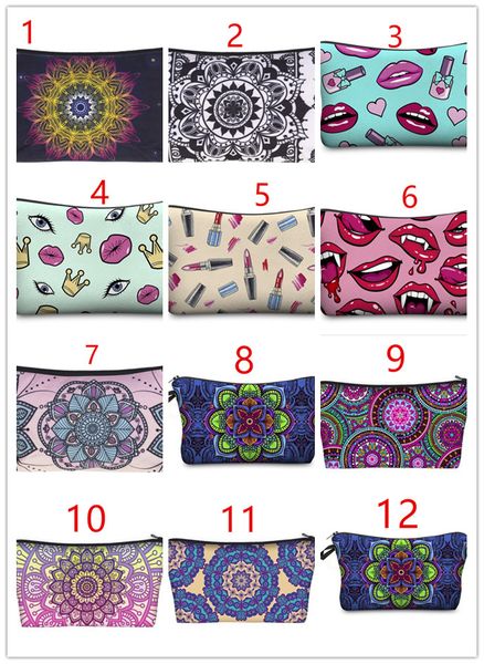 

bohemia mandala floral 3d print cosmetic bags women travel makeup case women handbag zipper cosmetic bag flower printed bag 18styles rra1731