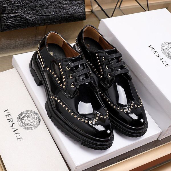 

2019 men tide vintage fashion handsome pointed shoes european station men exquisite fashion simple casual shoes, Black
