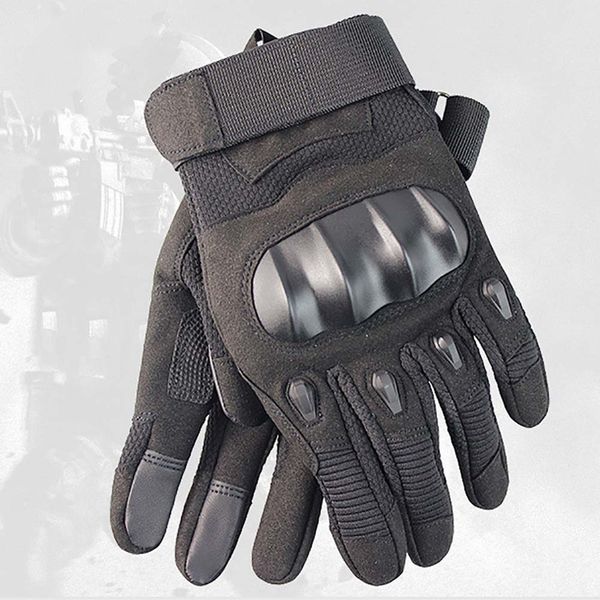 

full finger cycling gloves adjustable comfortable outdoor motorcycle riding climbing fitness sports handwear sportswear, Black