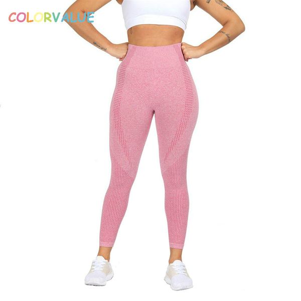 

colorvalue seamless high waist athletic gym sport leggings women tummy control workout fitness tights flexible nylon yoga pants, White;red