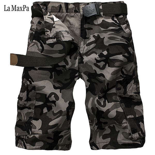 

la maxpa 2020 new brand fashion men short cargo pants slim fit summer loose plus size man casual camouflage trousers, White;black