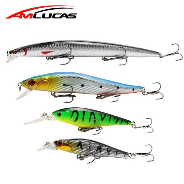 

amlucas minnow fishing lure 6 model artificial hard bait crankbait fishing tackle swimbait fish carp fishing ww337